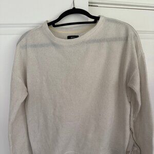 BDG Soft Cream Zip-Sleeve Crewneck Sweatshirt Size S Cozy Minimal Urban Outfitte